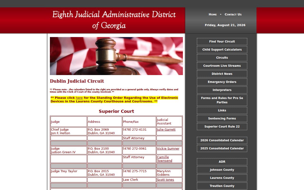 Johnson County court dates on the Dublin Judicial Circuit page