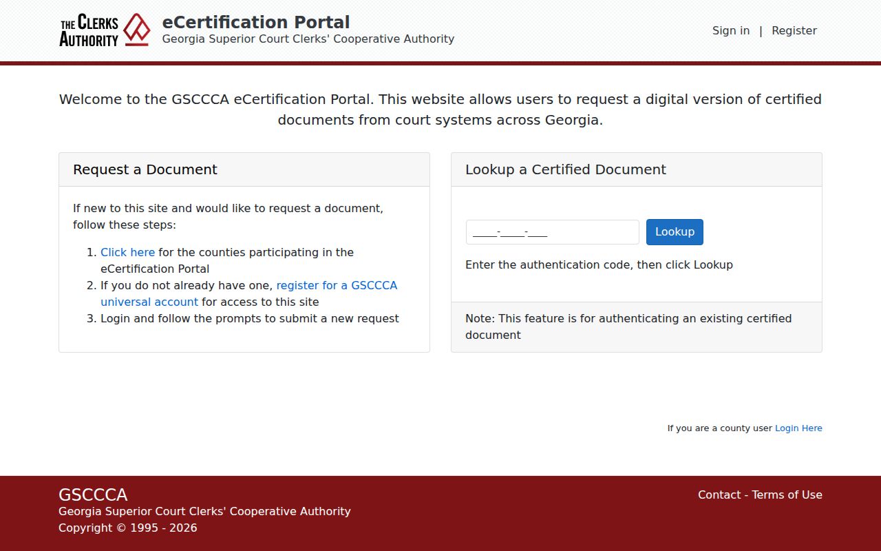 Johnson County court record eCertification request home
