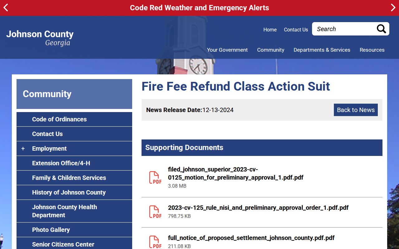 Johnson County court record public document notice