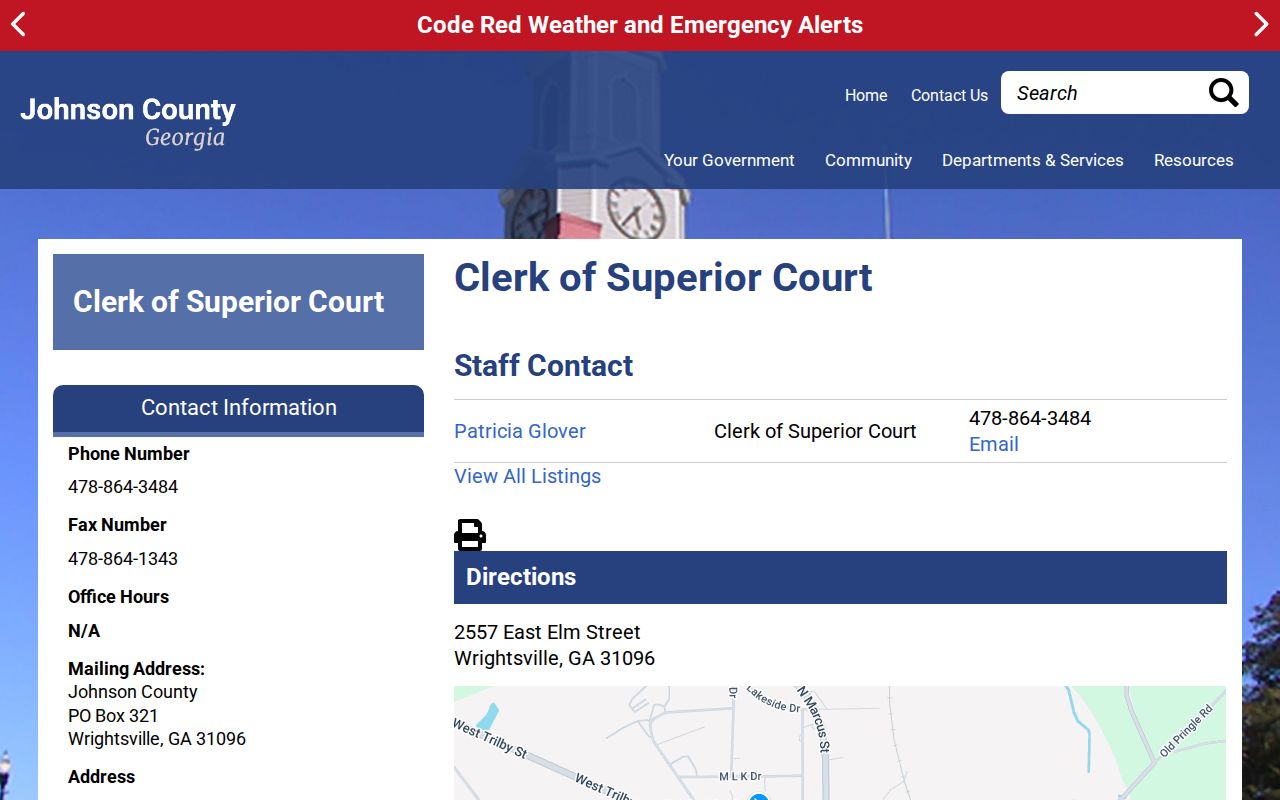 Johnson County court docket Clerk of Superior Court page