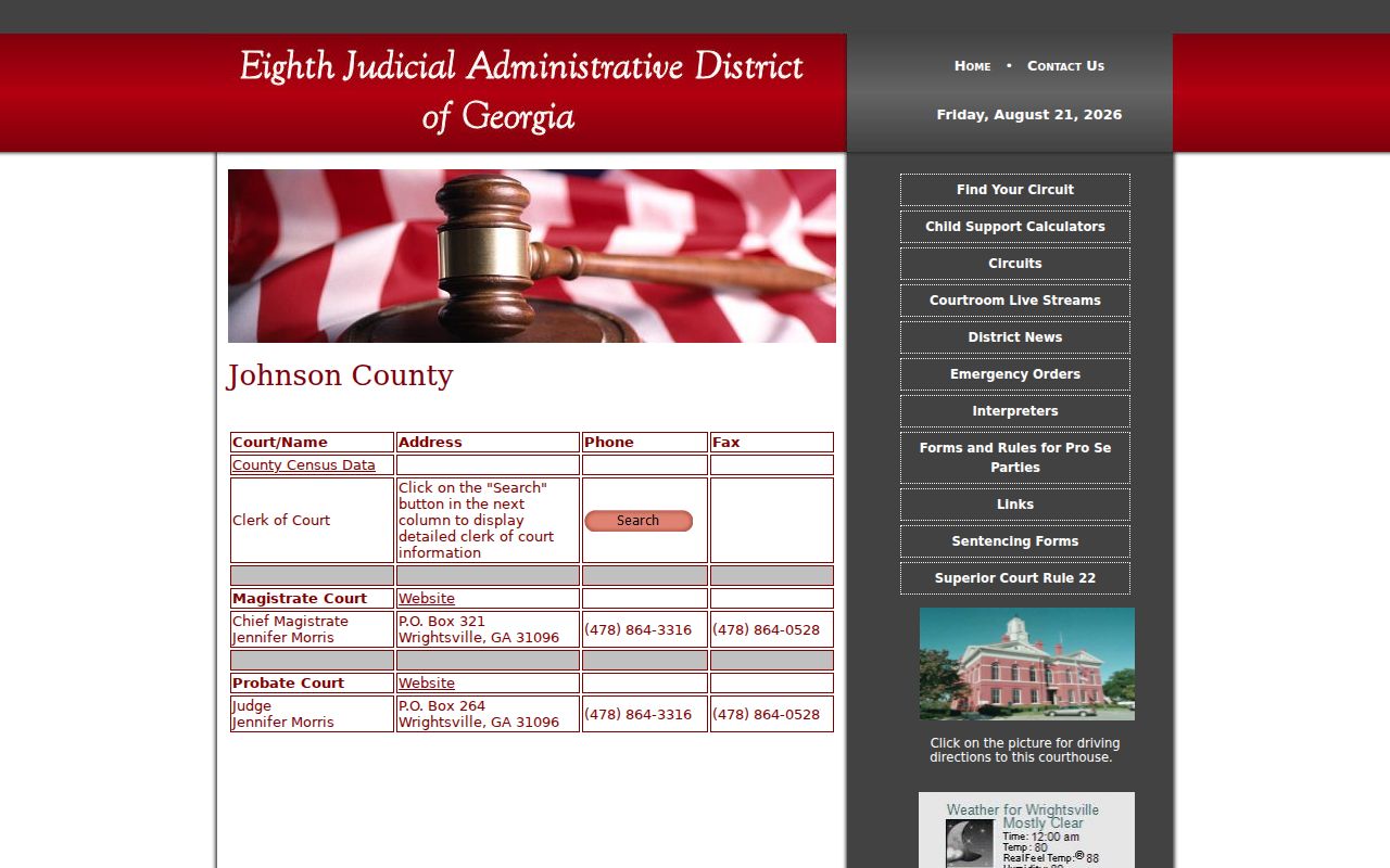 Johnson County court docket official court directory