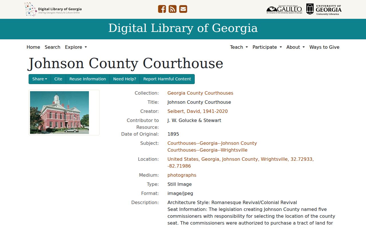 Johnson County courthouse context for Kite court docket records